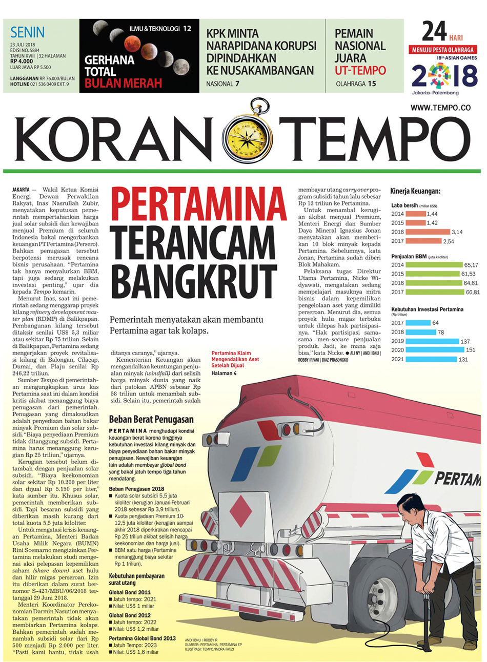 Cover Koran Tempo - Edisi 2018-07-23