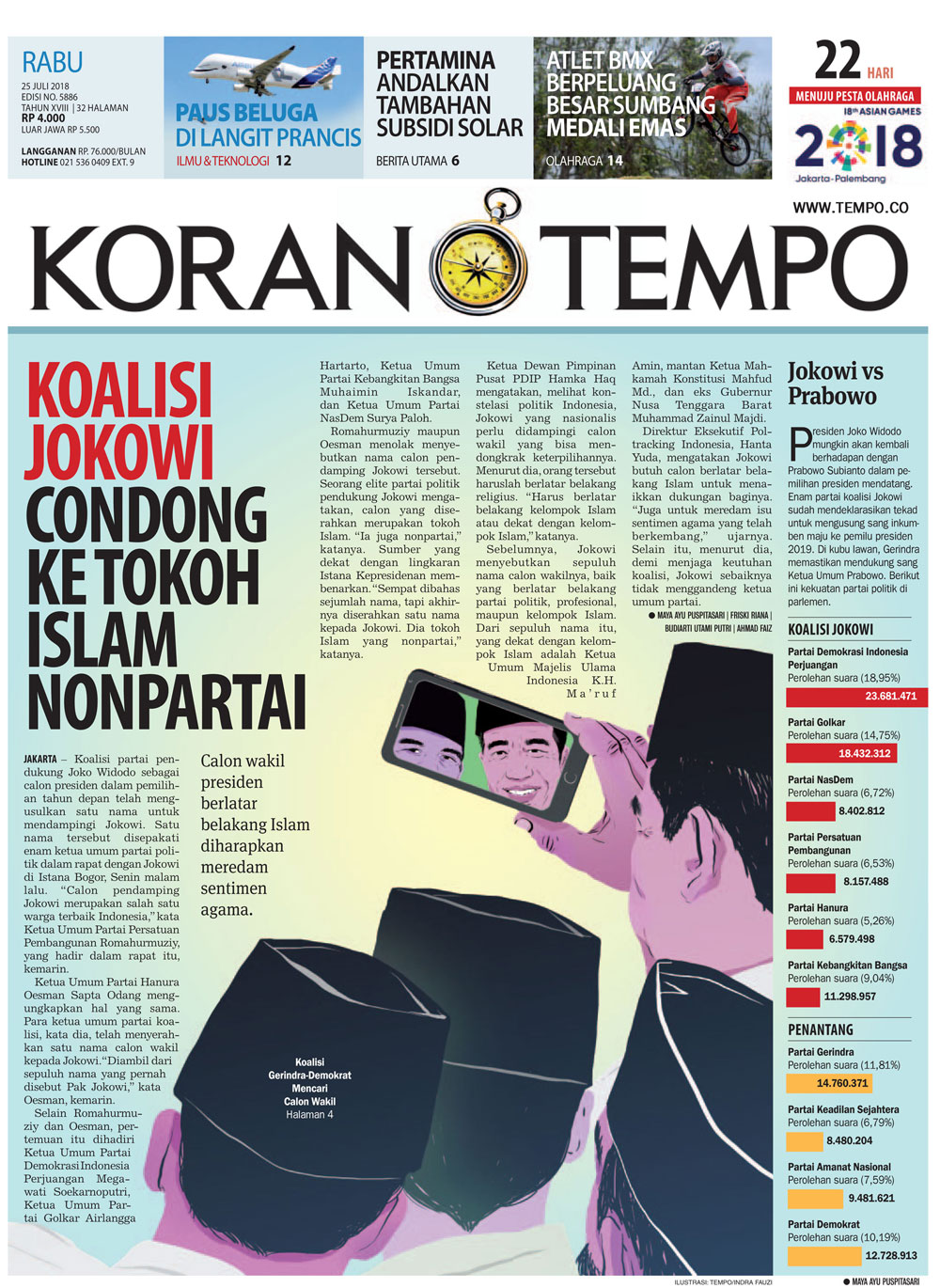 Cover Koran Tempo - Edisi 2018-07-25