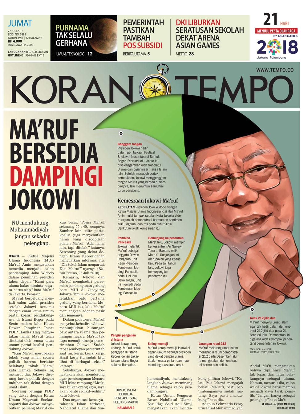 Cover Koran Tempo - Edisi 2018-07-27
