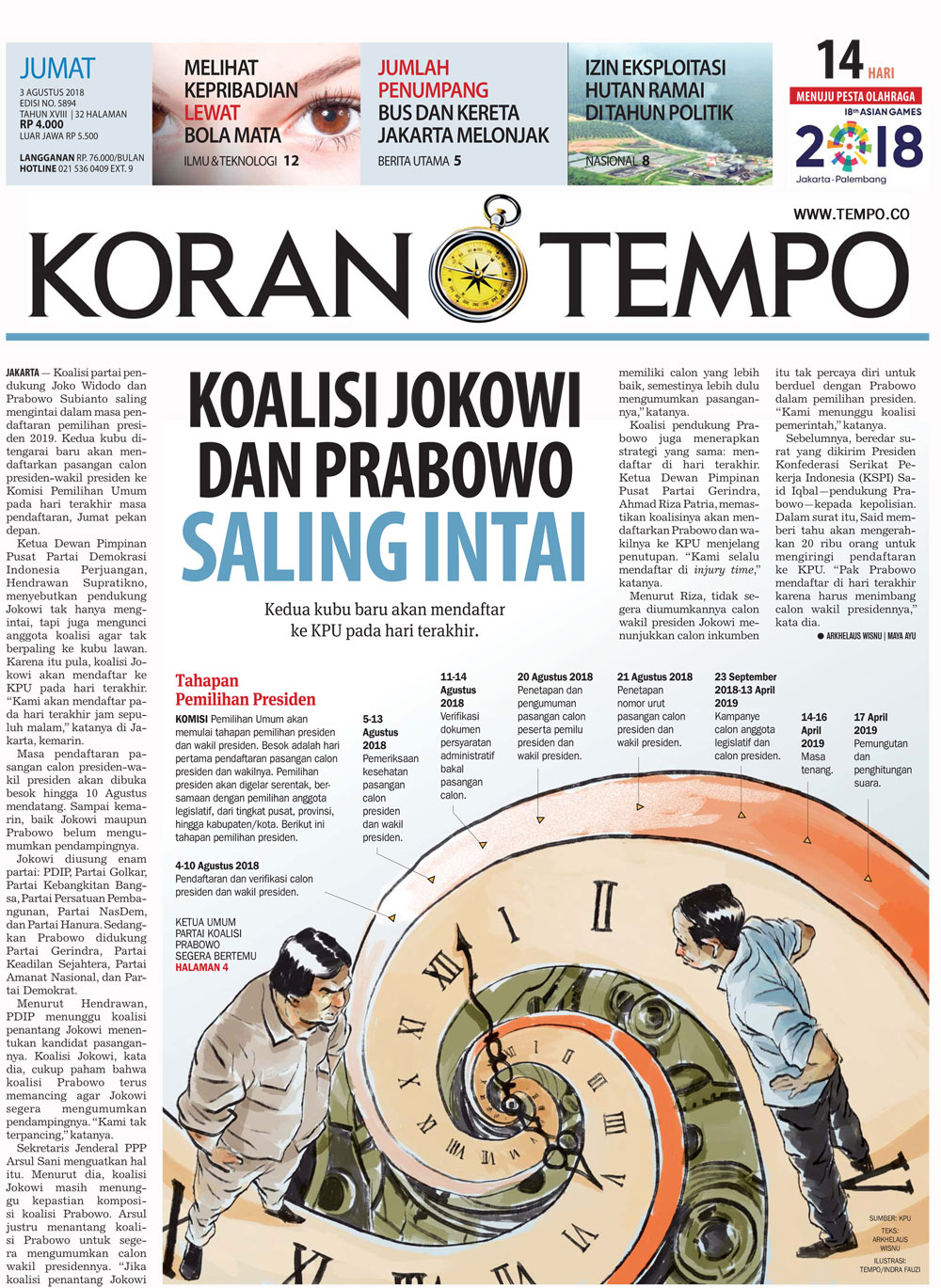 Cover Koran Tempo - Edisi 2018-08-03