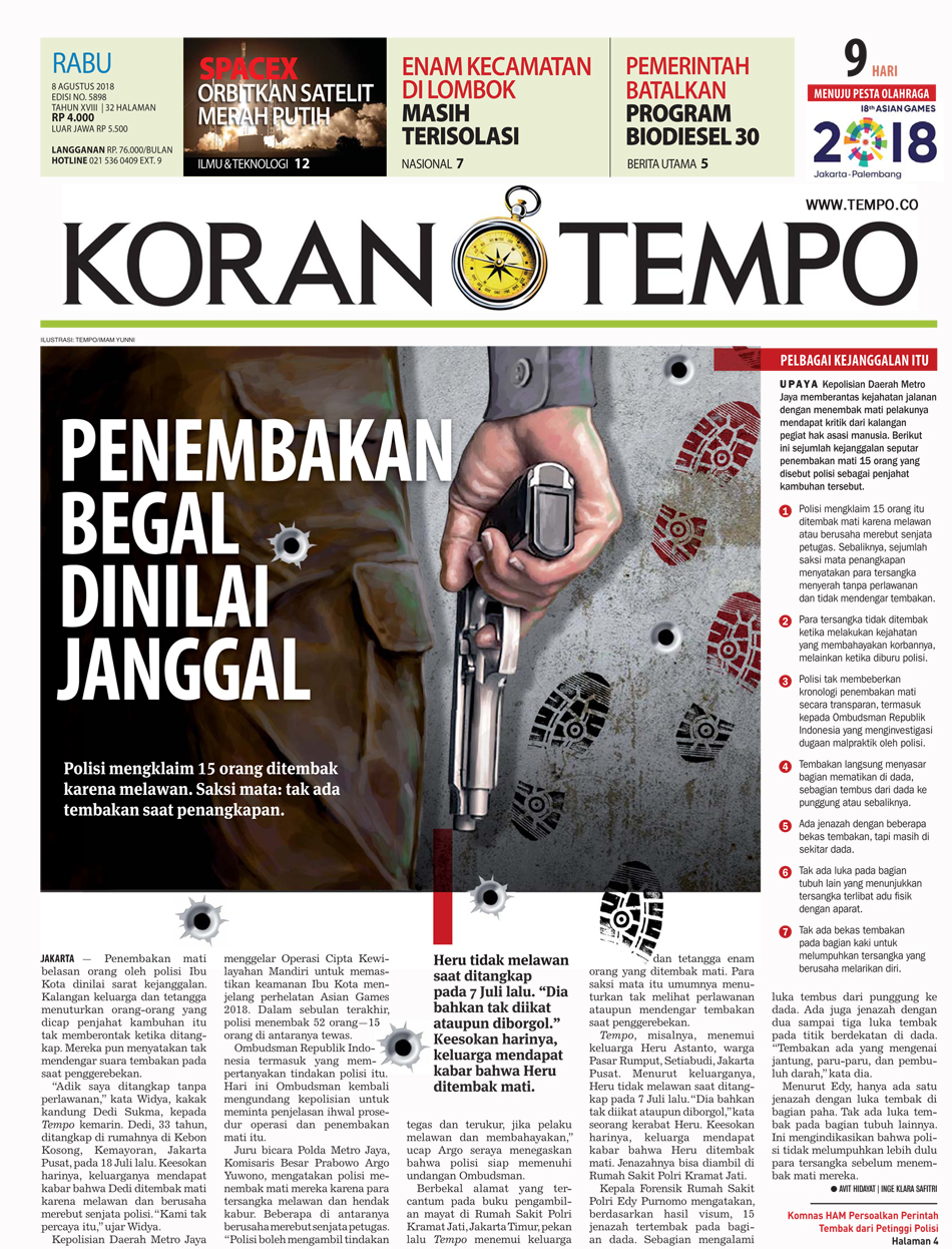 Cover Koran Tempo - Edisi 2018-08-08