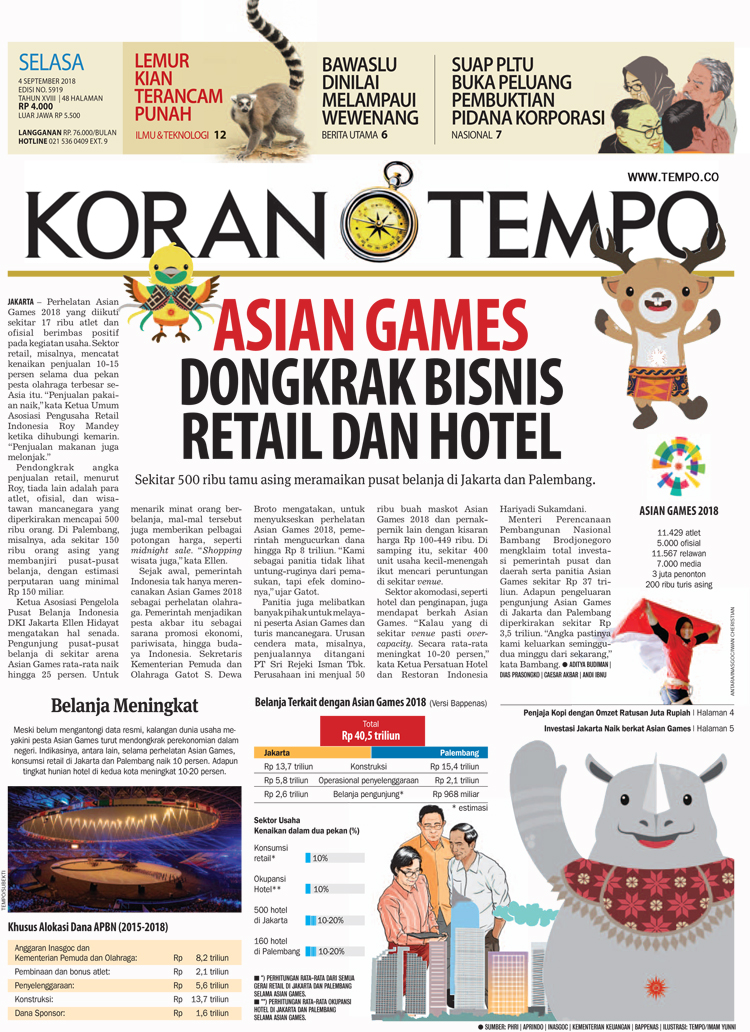 Cover Koran Tempo - Edisi 2018-09-04