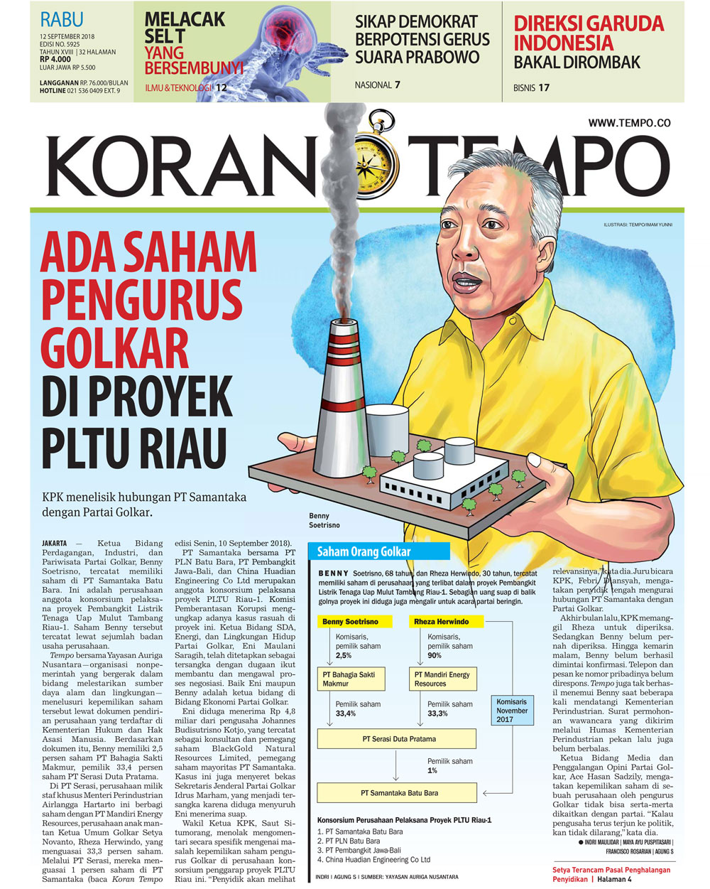 Cover Koran Tempo - Edisi 2018-09-12