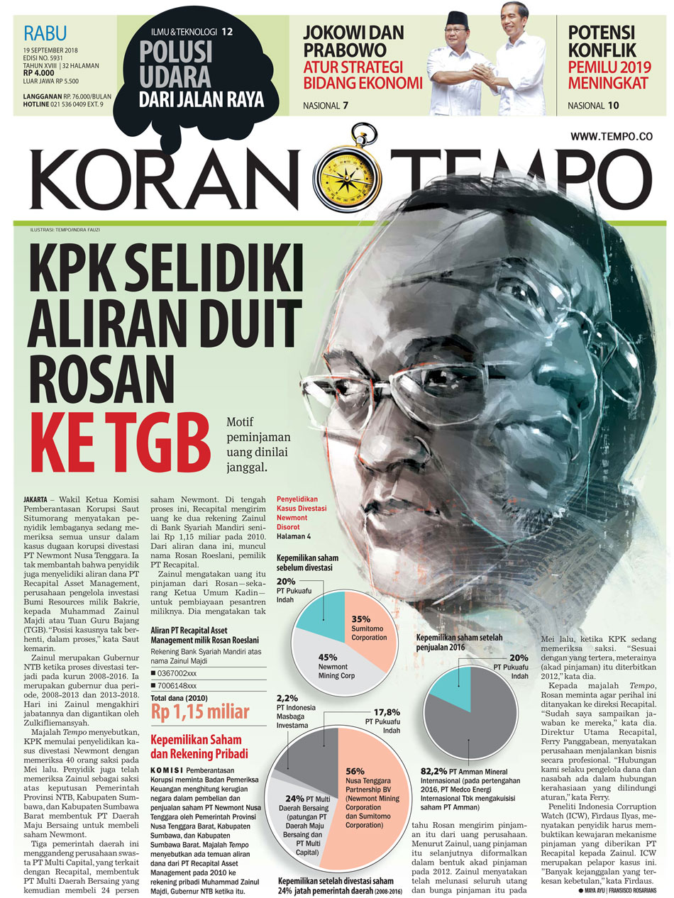 Cover Koran Tempo - Edisi 2018-09-19