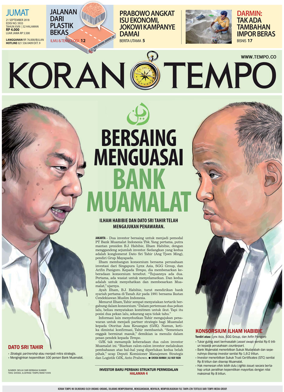Cover Koran Tempo - Edisi 2018-09-21