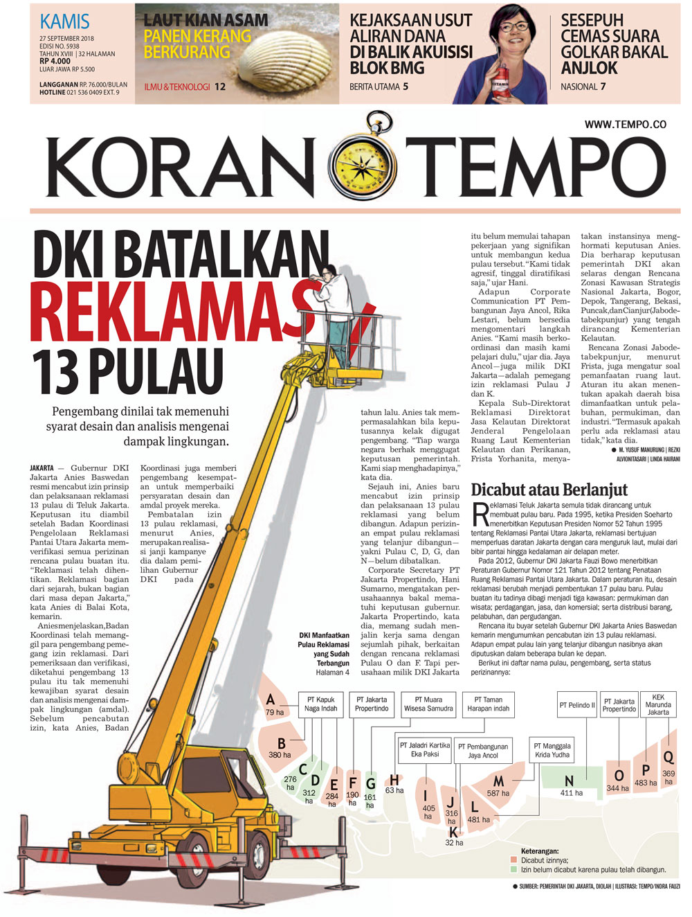 Cover Koran Tempo - Edisi 2018-09-27