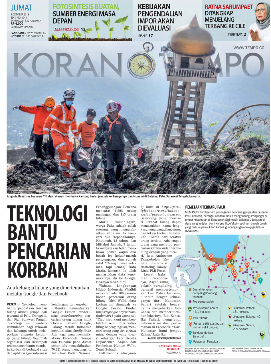 Cover Koran Tempo - Edisi 2018-10-05