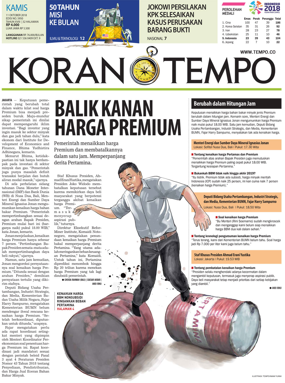 Cover Koran Tempo - Edisi 2018-10-11