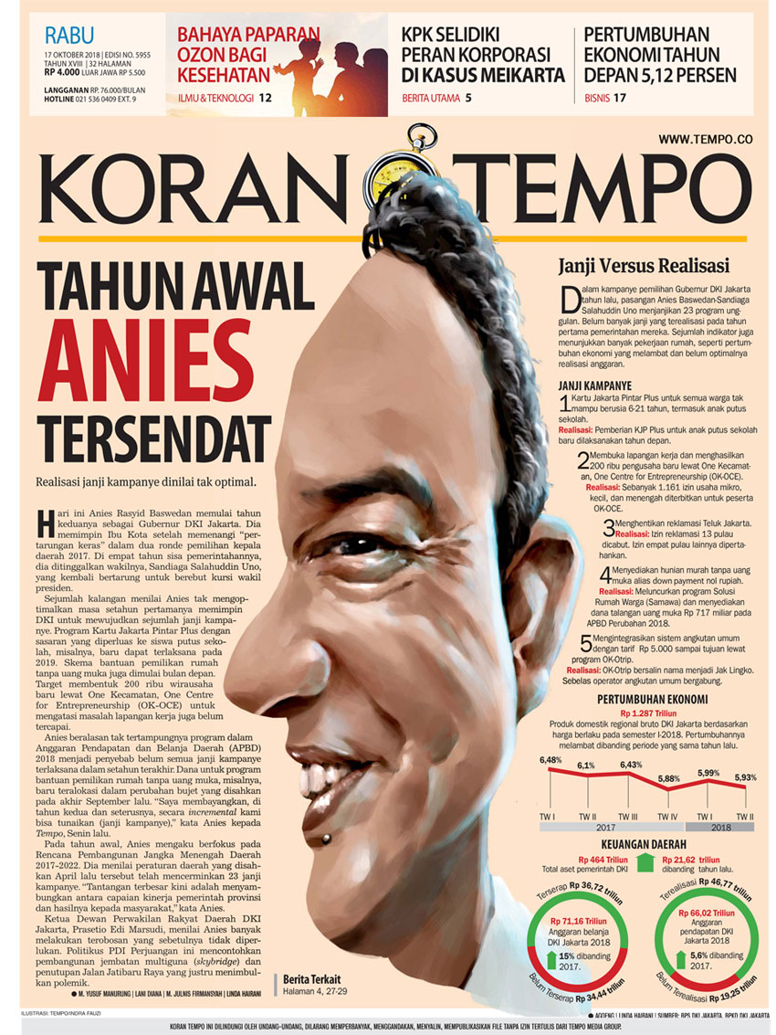 Cover Koran Tempo - Edisi 2018-10-17