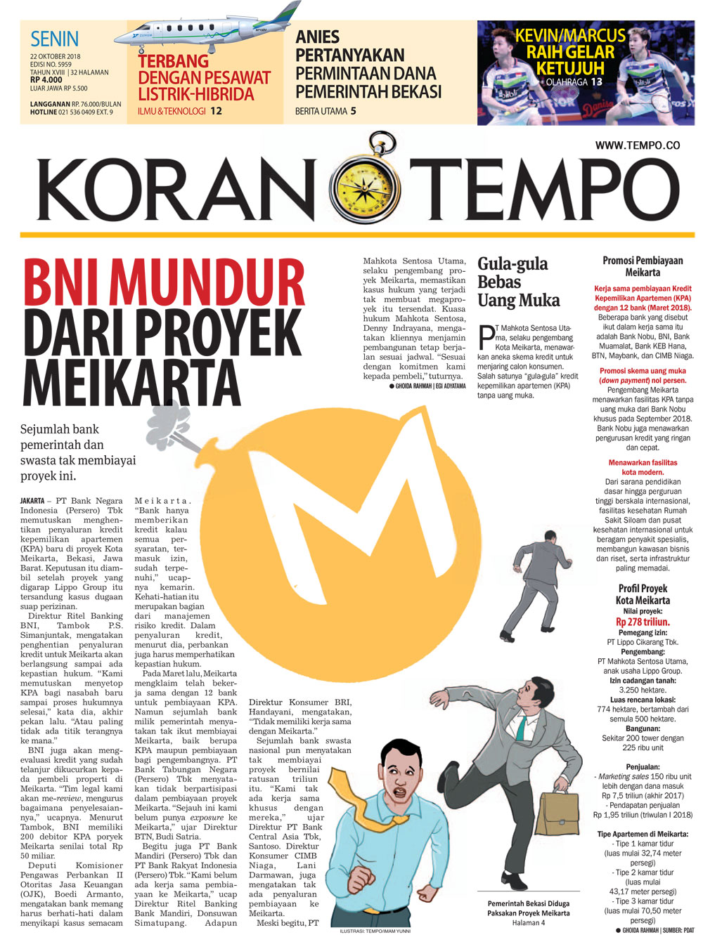 Cover Koran Tempo - Edisi 2018-10-22