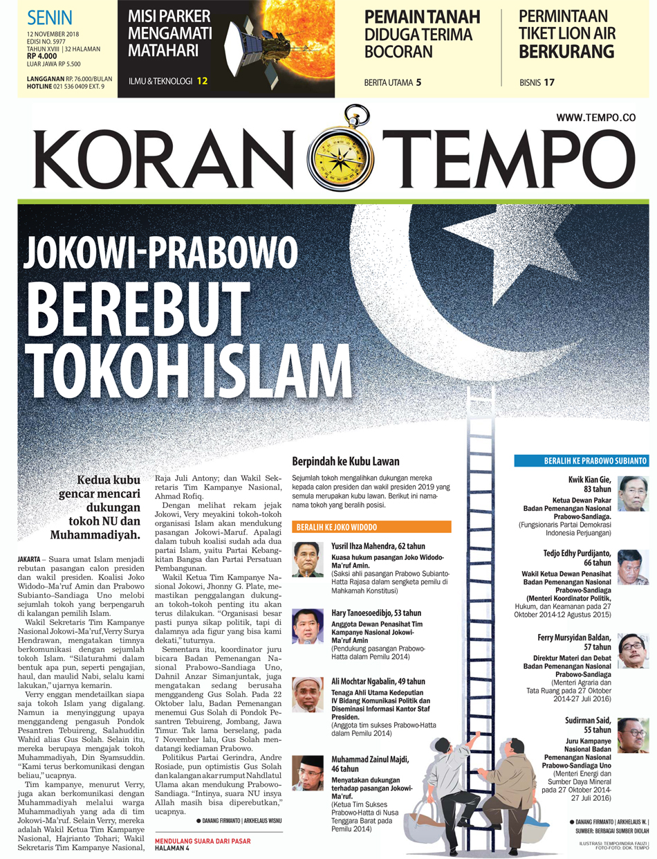 Cover Koran Tempo - Edisi 2018-11-12