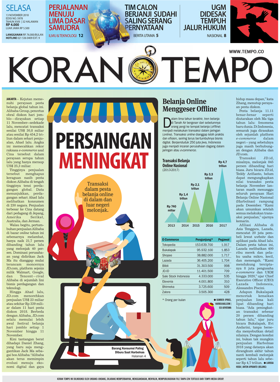 Cover Koran Tempo - Edisi 2018-11-13