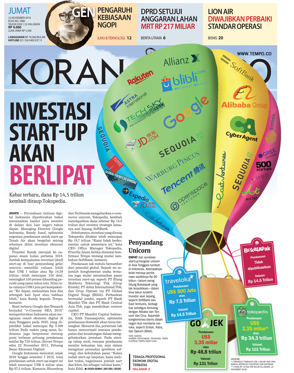 Cover Koran Tempo - Edisi 2018-11-23