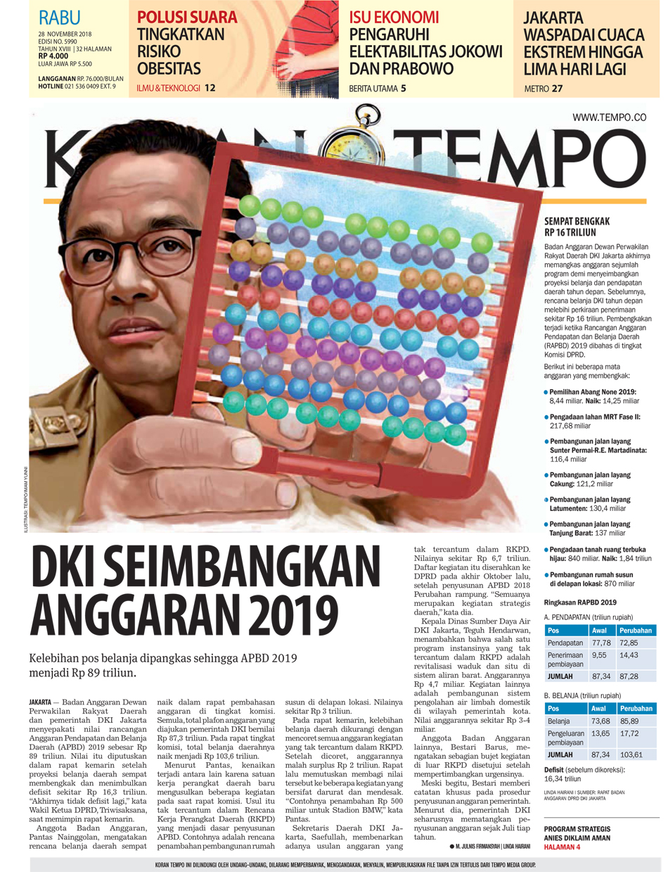 Cover Koran Tempo - Edisi 2018-11-28