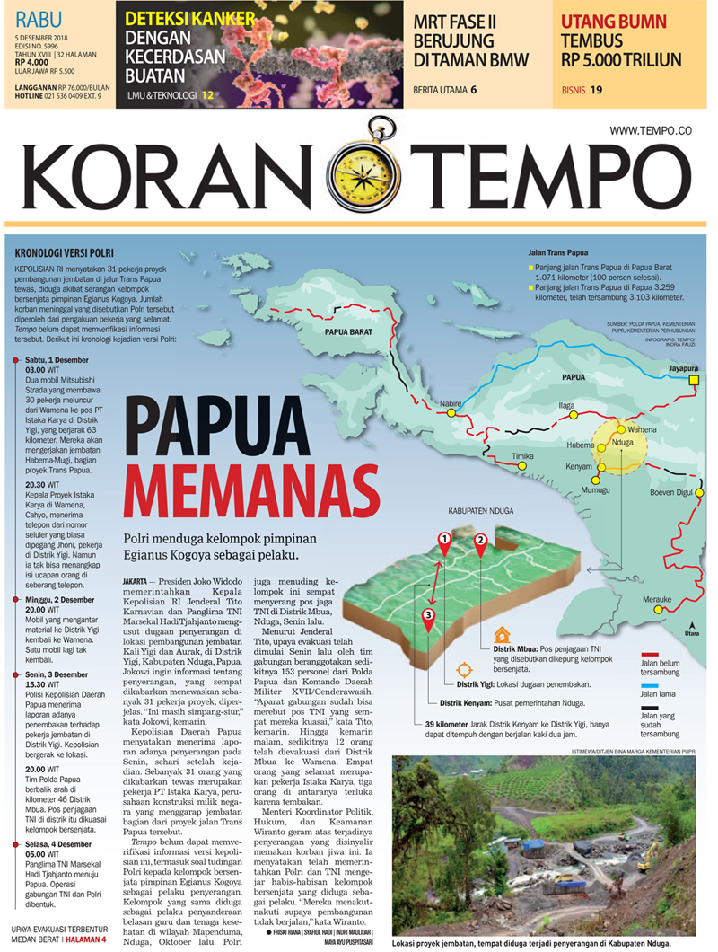 Cover Koran Tempo - Edisi 2018-12-05