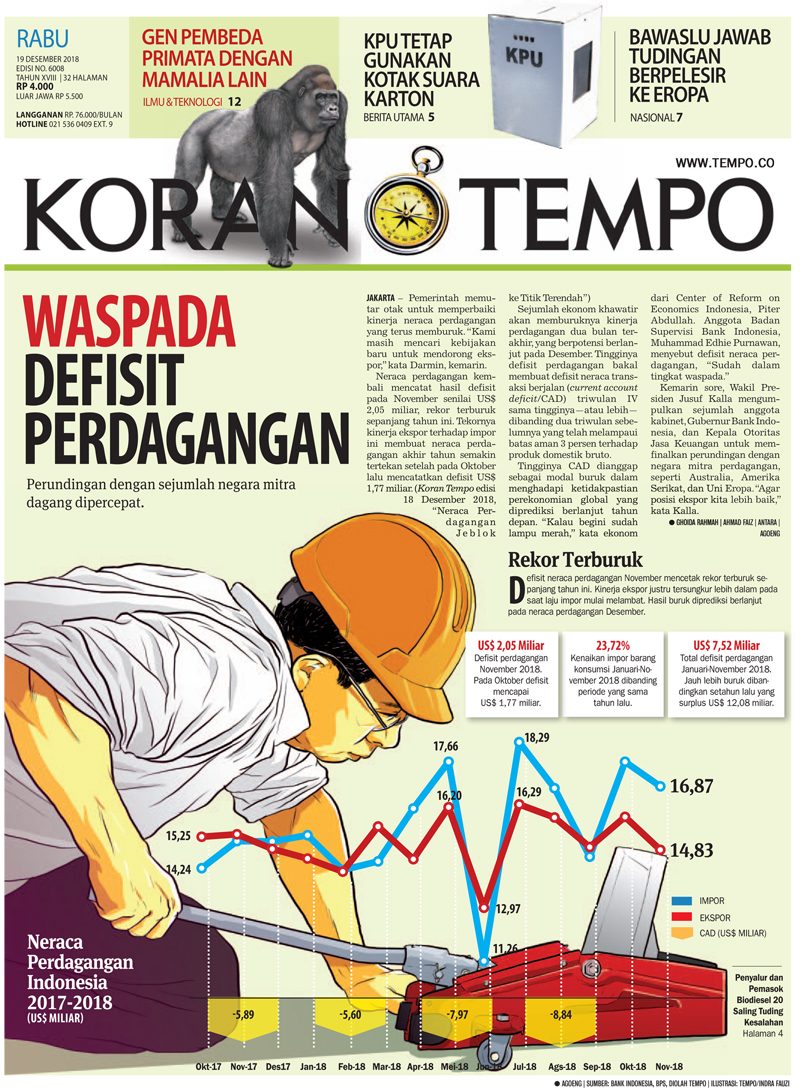 Cover Koran Tempo - Edisi 2018-12-19