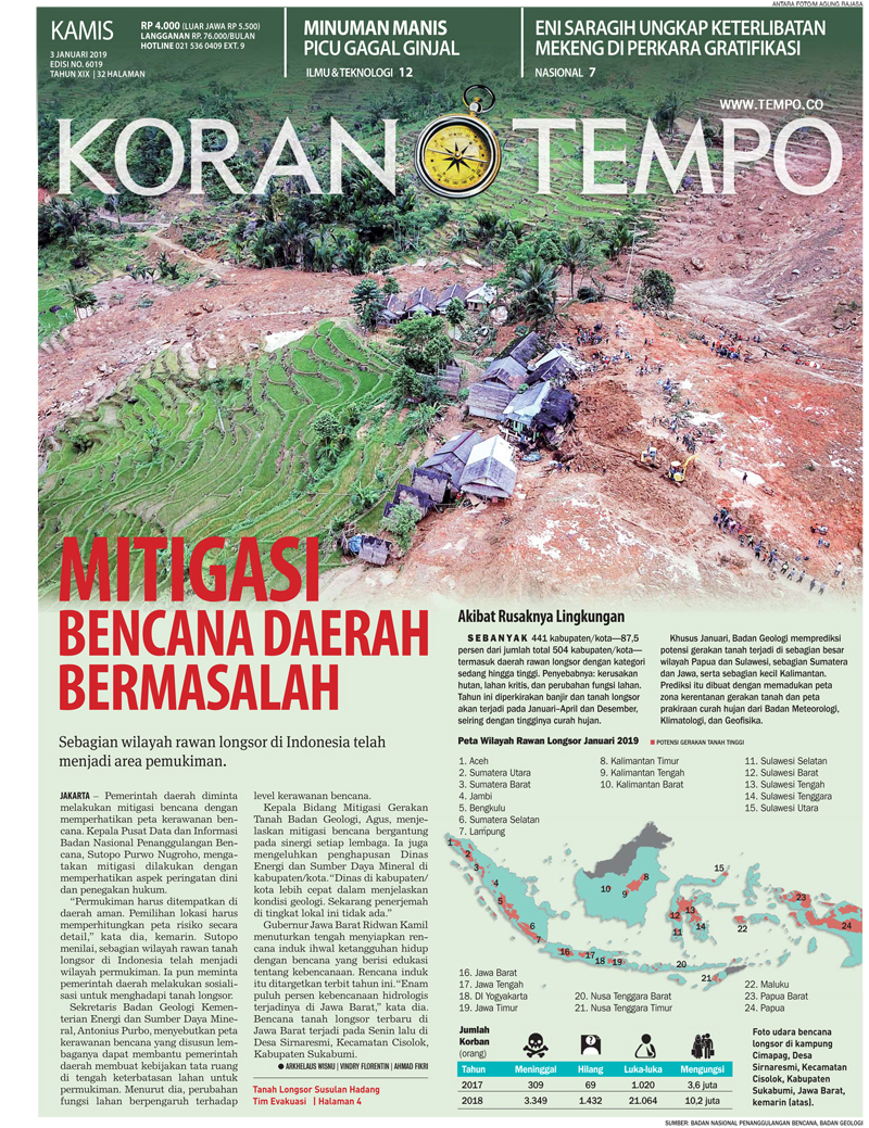 Cover Koran Tempo - Edisi 2019-01-03