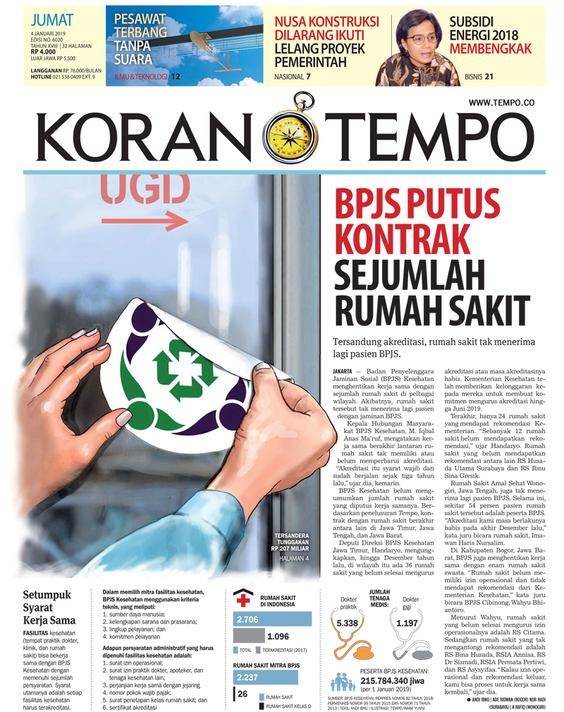 Cover Koran Tempo - Edisi 2019-01-04