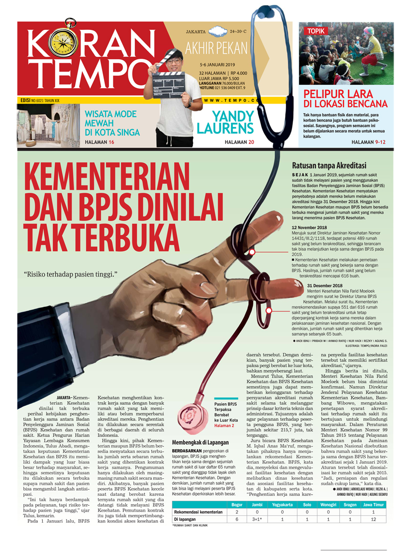 Cover Koran Tempo - Edisi 2019-01-05