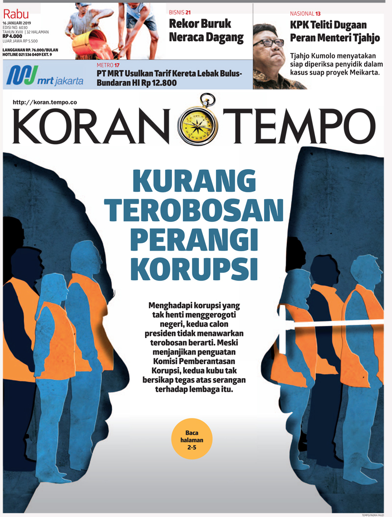 Cover Koran Tempo - Edisi 2019-01-16
