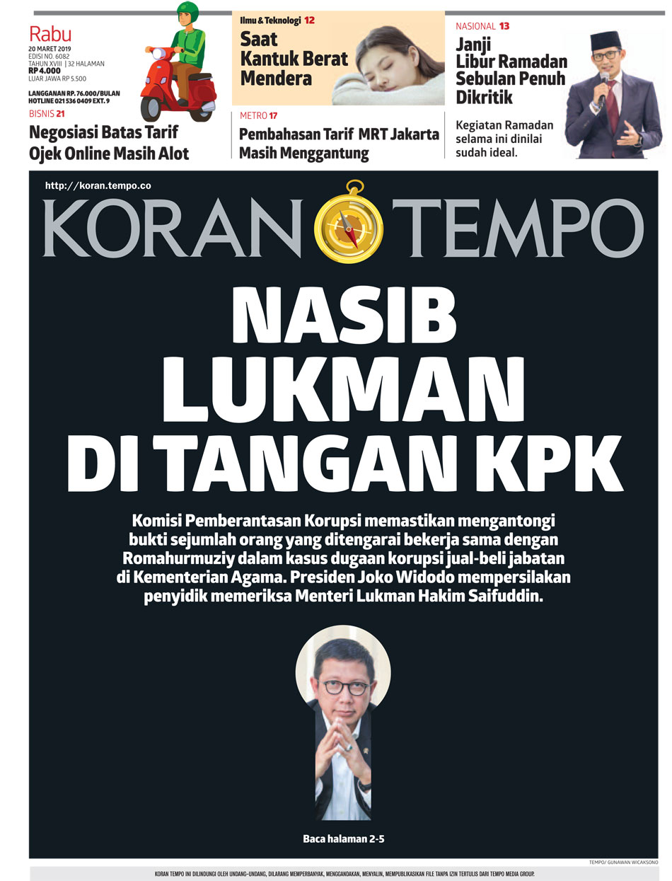 Cover Koran Tempo - Edisi 2019-03-20