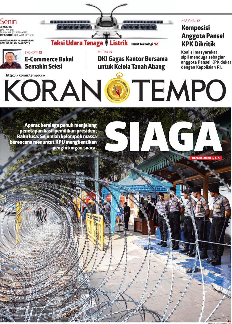 Cover Koran Tempo - Edisi 2019-05-20