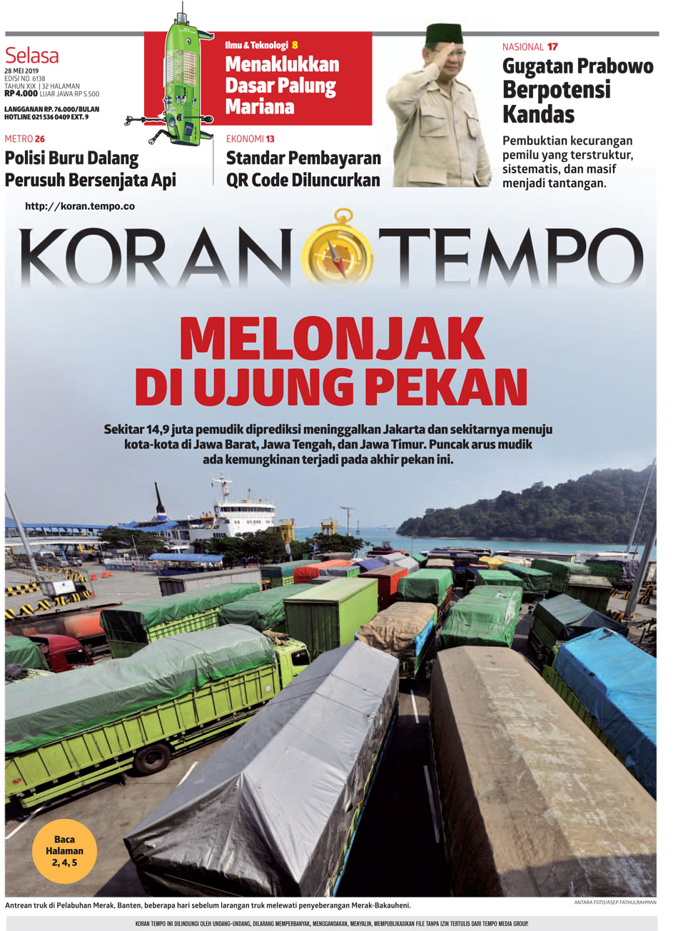 Cover Koran Tempo - Edisi 2019-05-28
