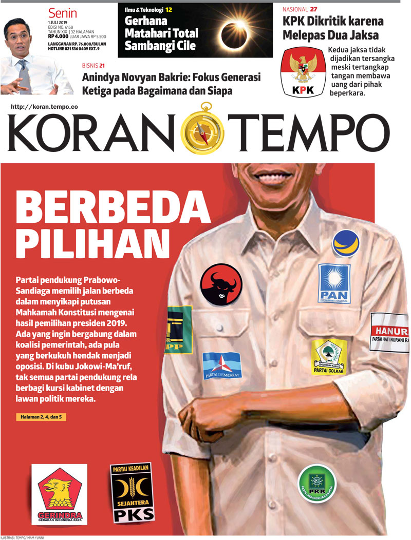 Cover Koran Tempo - Edisi 2019-07-01
