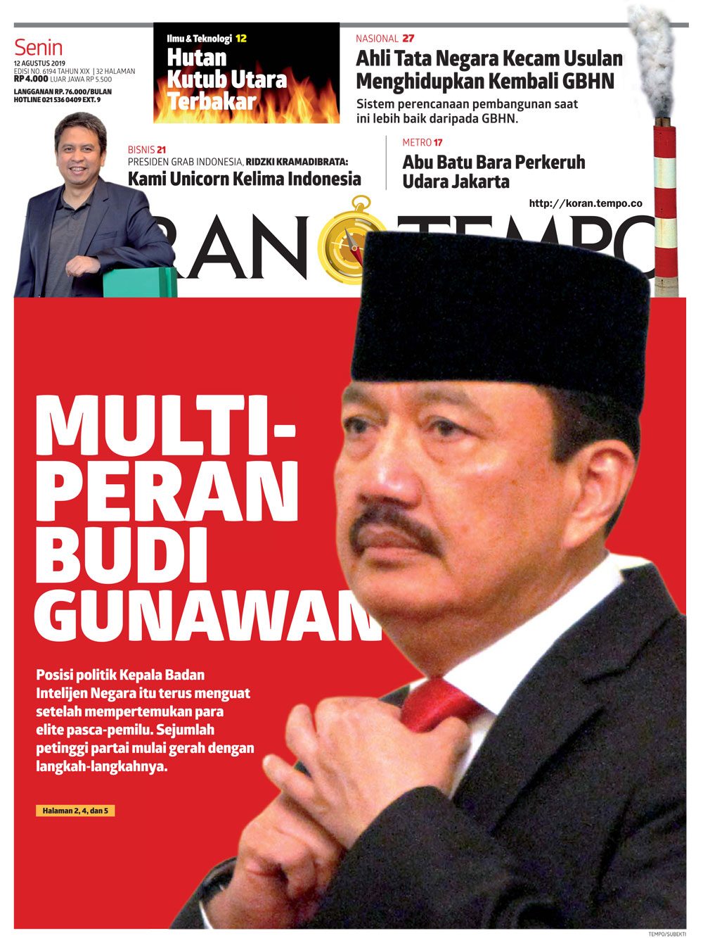 Cover Koran Tempo - Edisi 2019-08-12