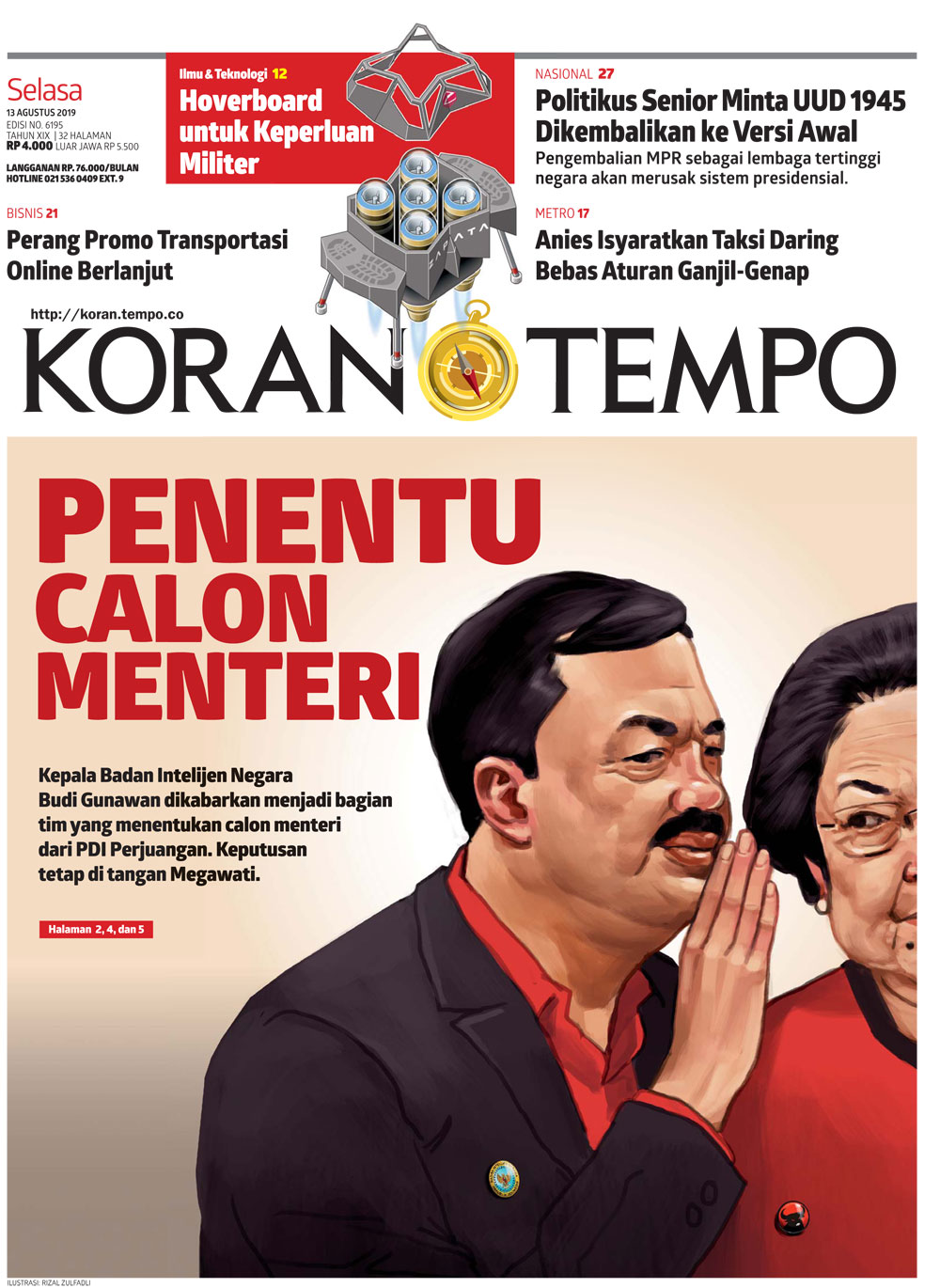 Cover Koran Tempo - Edisi 2019-08-13