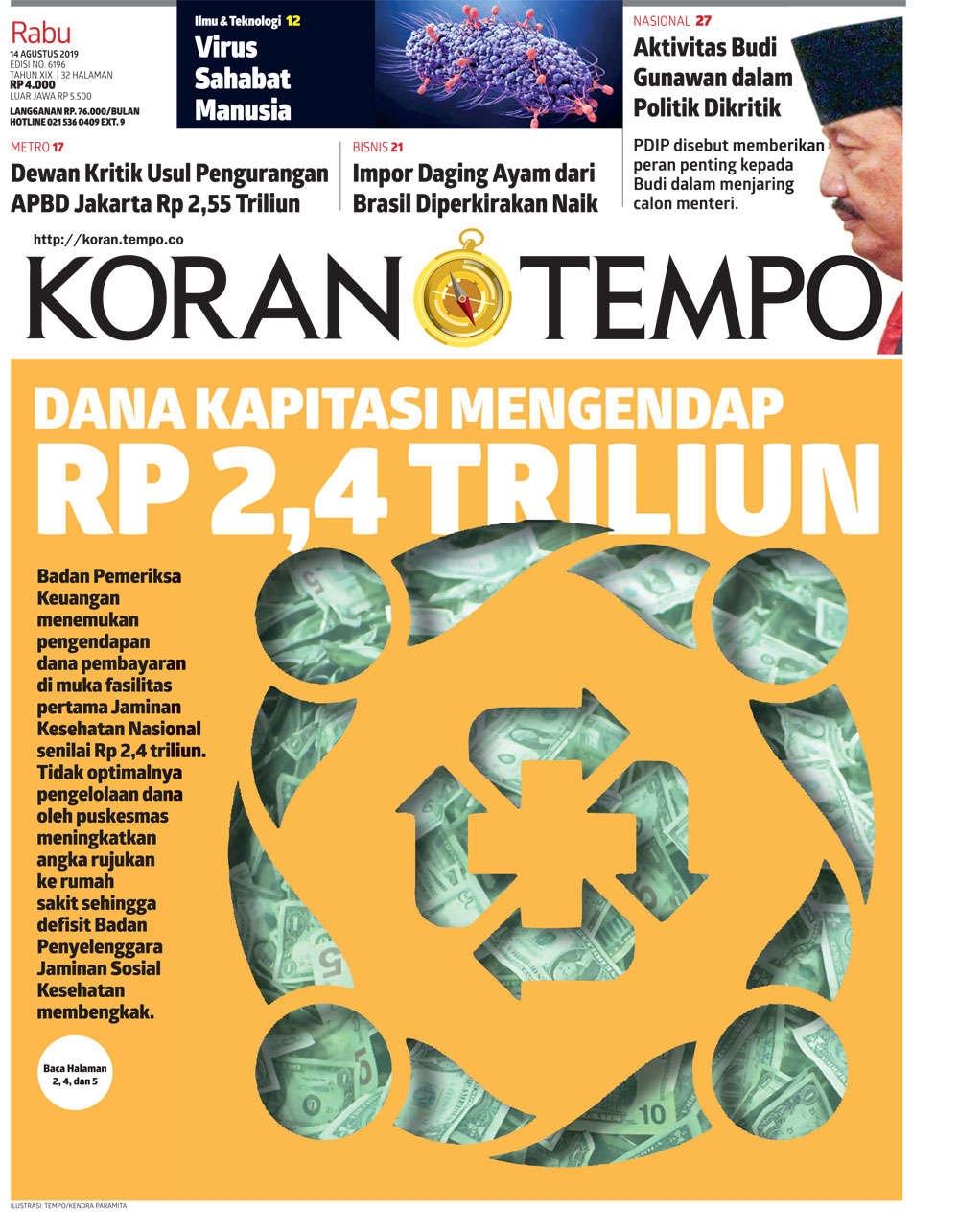 Cover Koran Tempo - Edisi 2019-08-14