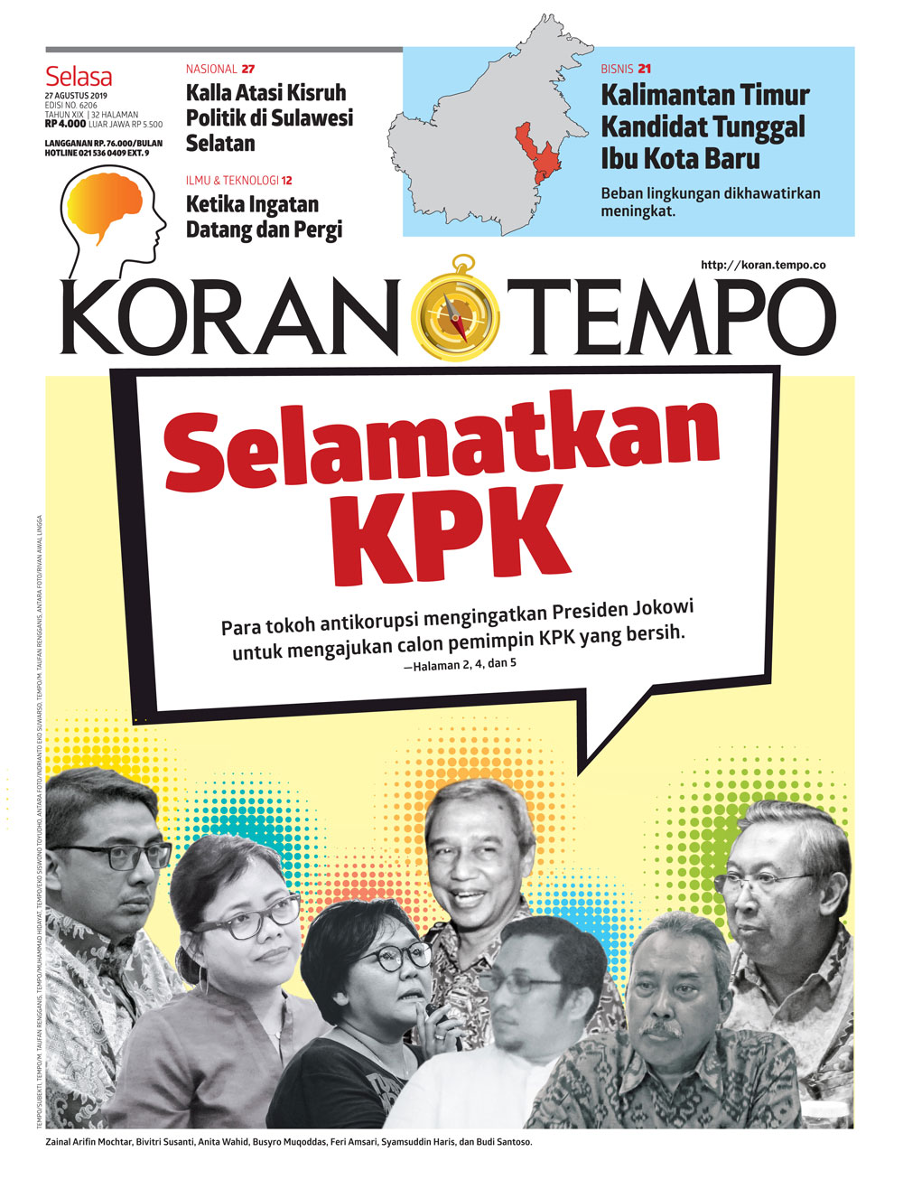 Cover Koran Tempo - Edisi 2019-08-27