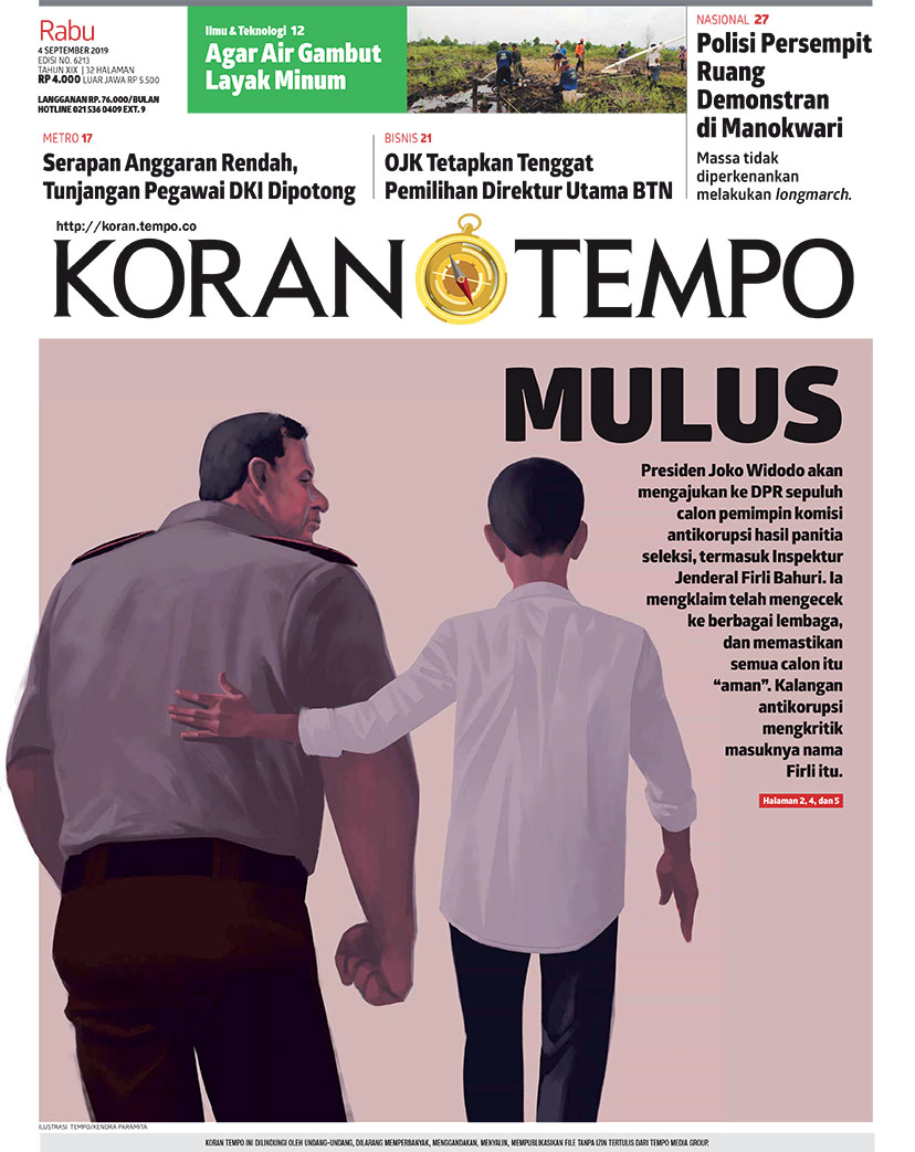Cover Koran Tempo - Edisi 2019-09-04