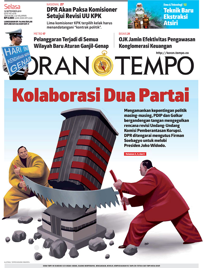 Cover Koran Tempo - Edisi 2019-09-10