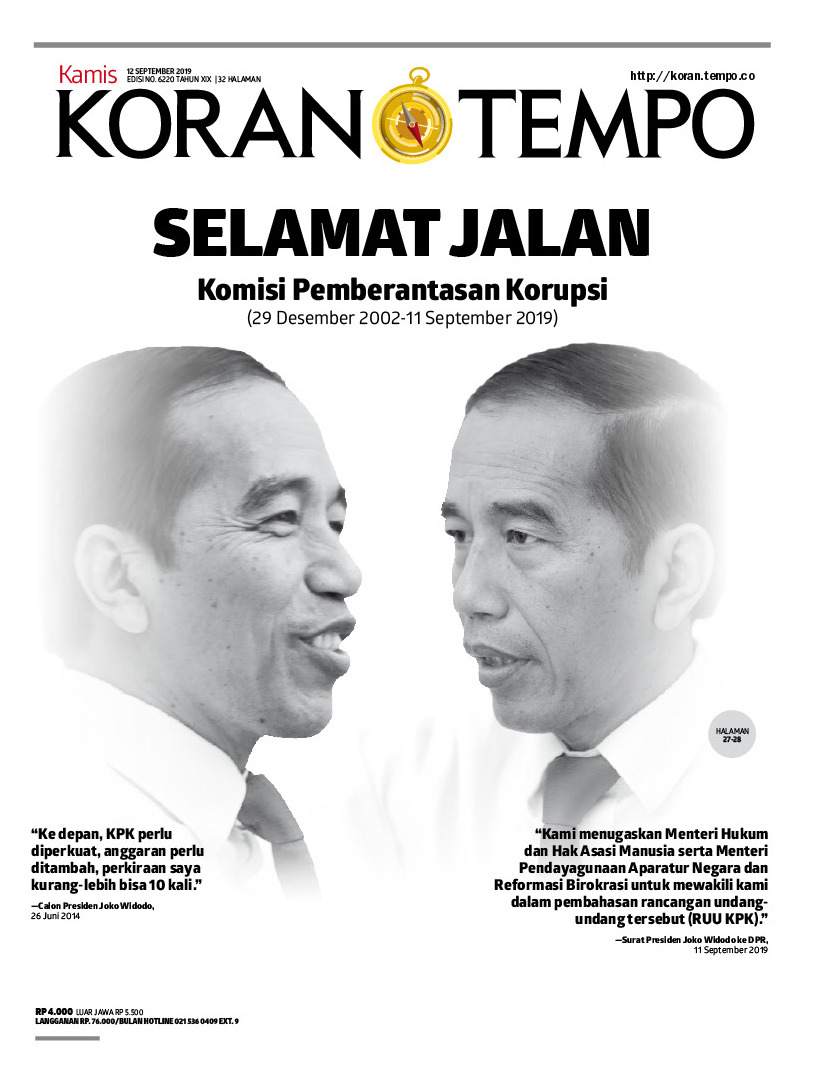 Cover Koran Tempo - Edisi 2019-09-12
