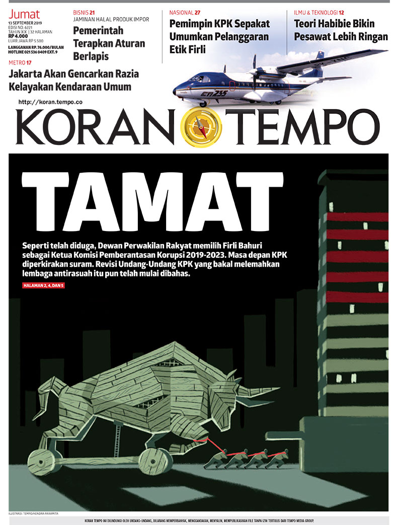 Cover Koran Tempo - Edisi 2019-09-13