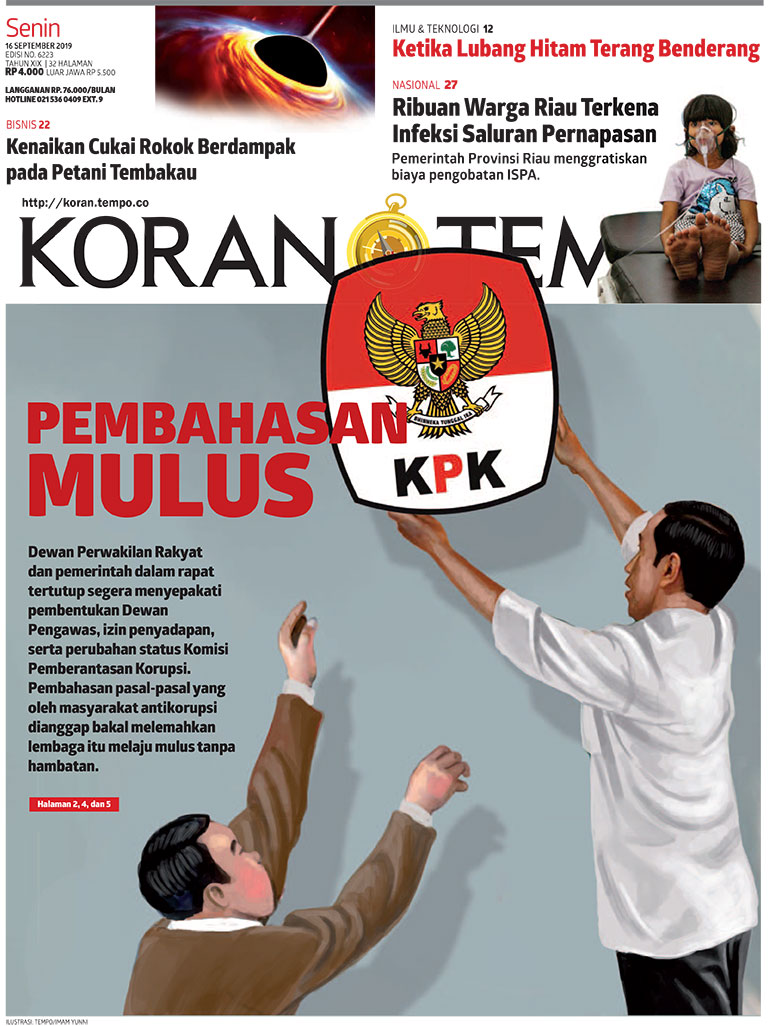 Cover Koran Tempo - Edisi 2019-09-16