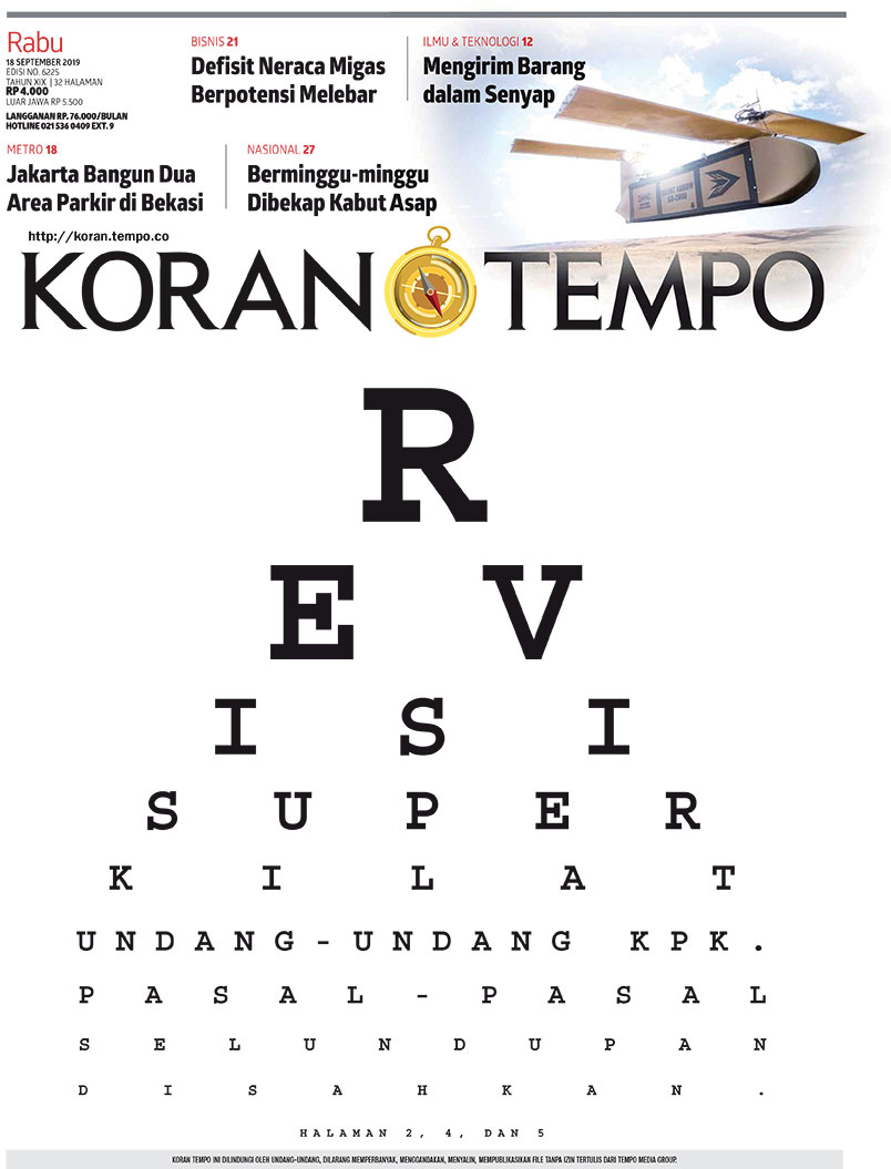 Cover Koran Tempo - Edisi 2019-09-18