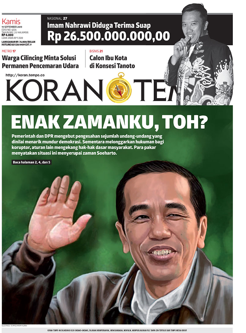 Cover Koran Tempo - Edisi 2019-09-19