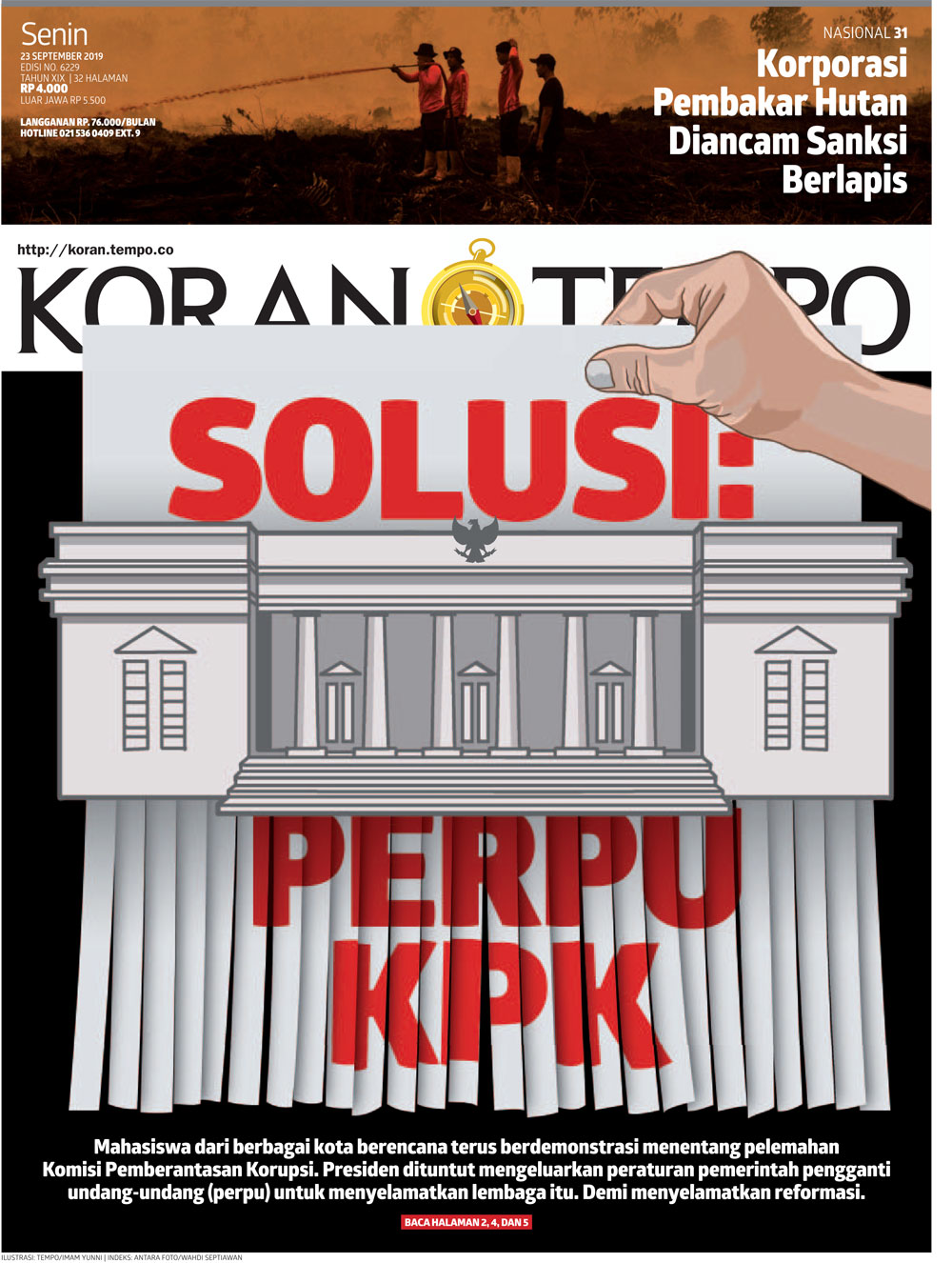 Cover Koran Tempo - Edisi 2019-09-23