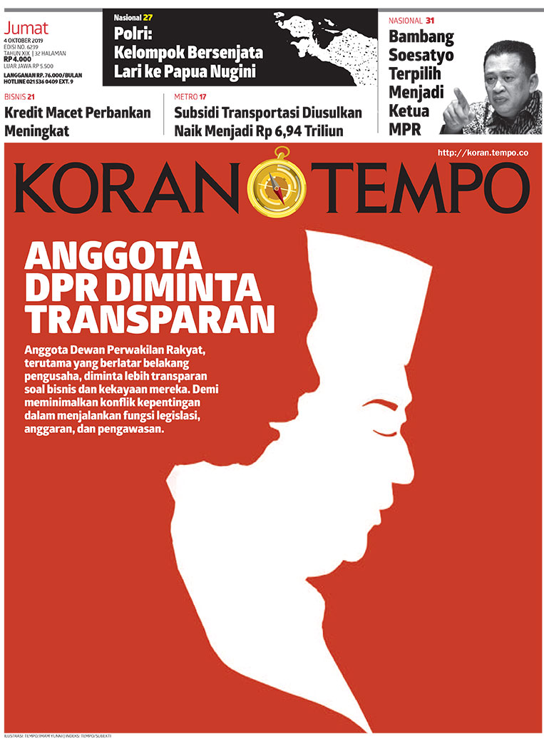 Cover Koran Tempo - Edisi 2019-10-04