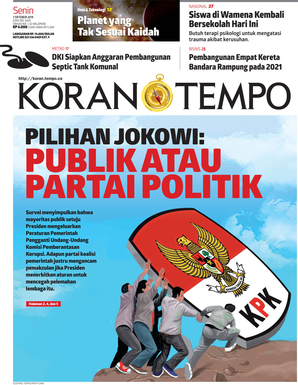 Cover Koran Tempo - Edisi 2019-10-07