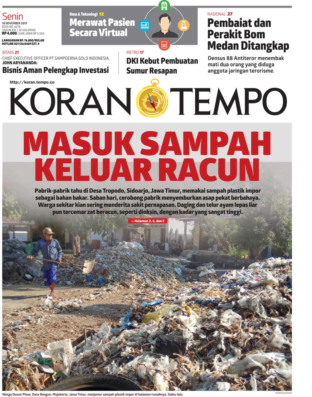 Cover Koran Tempo - Edisi 2019-11-18