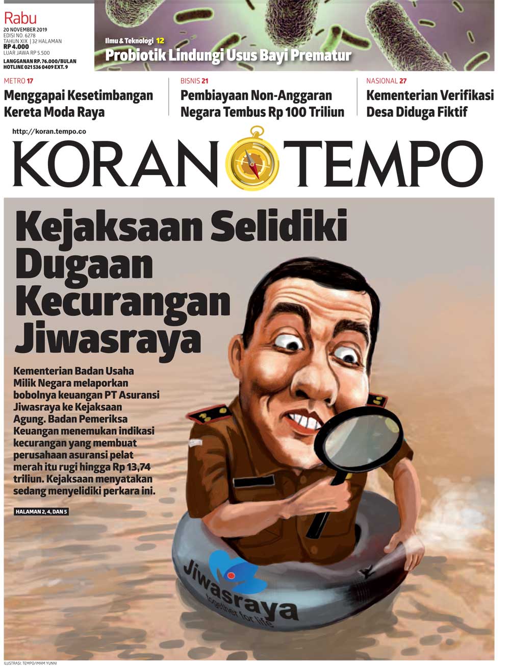 Cover Koran Tempo - Edisi 2019-11-20