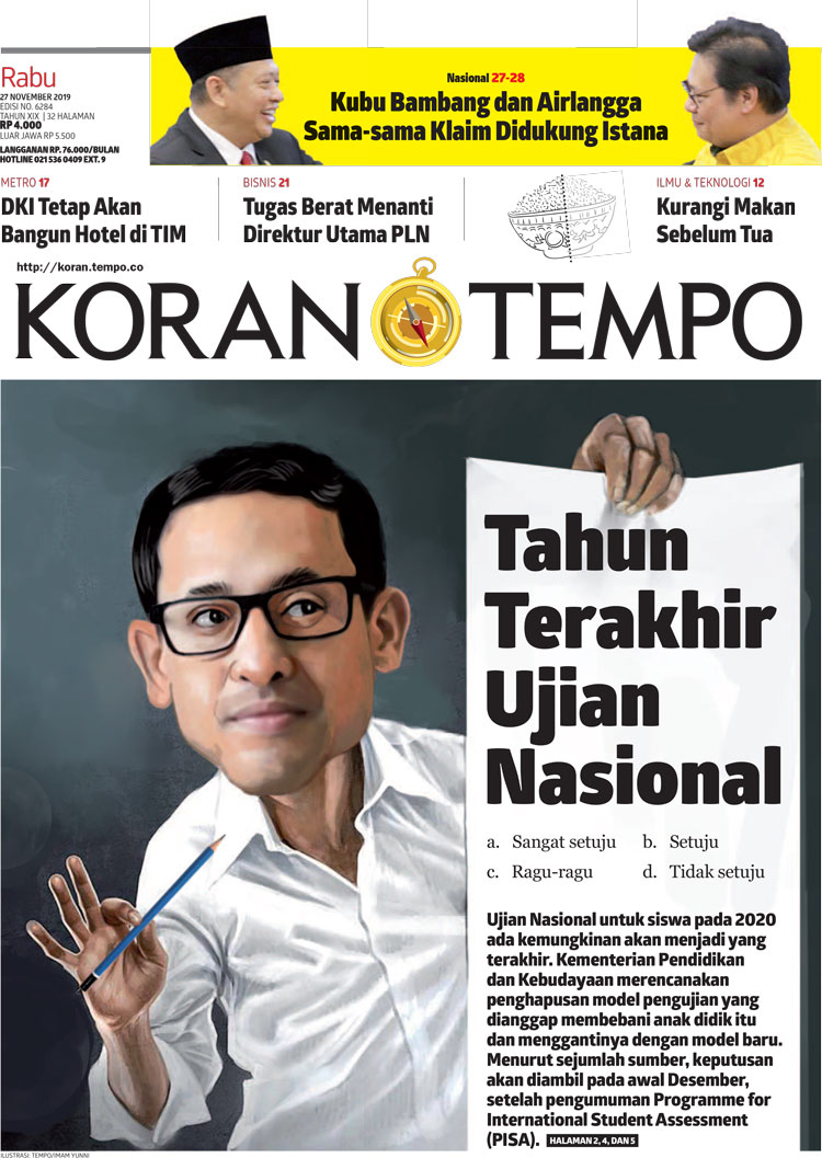 Cover Koran Tempo - Edisi 2019-11-27