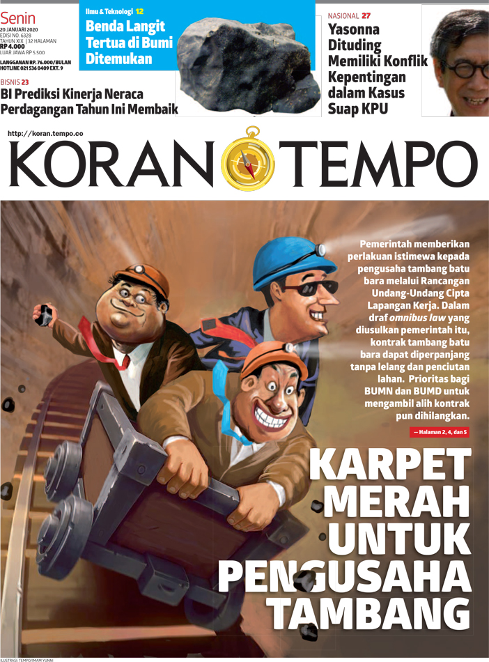 Cover Koran Tempo - Edisi 2020-01-20