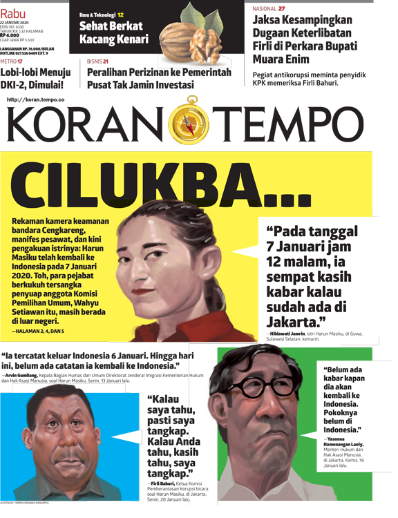 Cover Koran Tempo - Edisi 2020-01-22