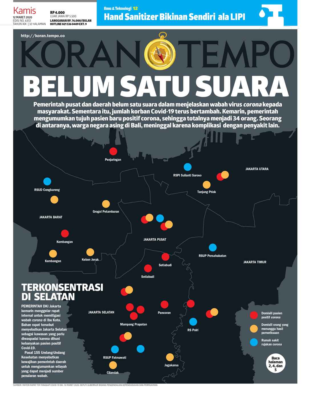 Cover Koran Tempo - Edisi 2020-03-12