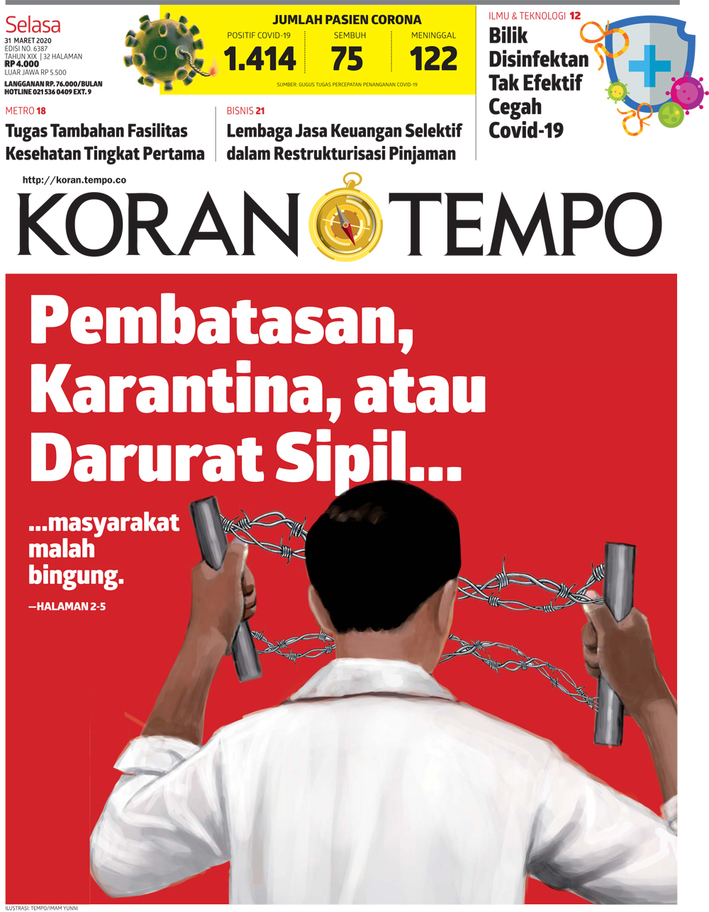 Cover Koran Tempo - Edisi 2020-03-31