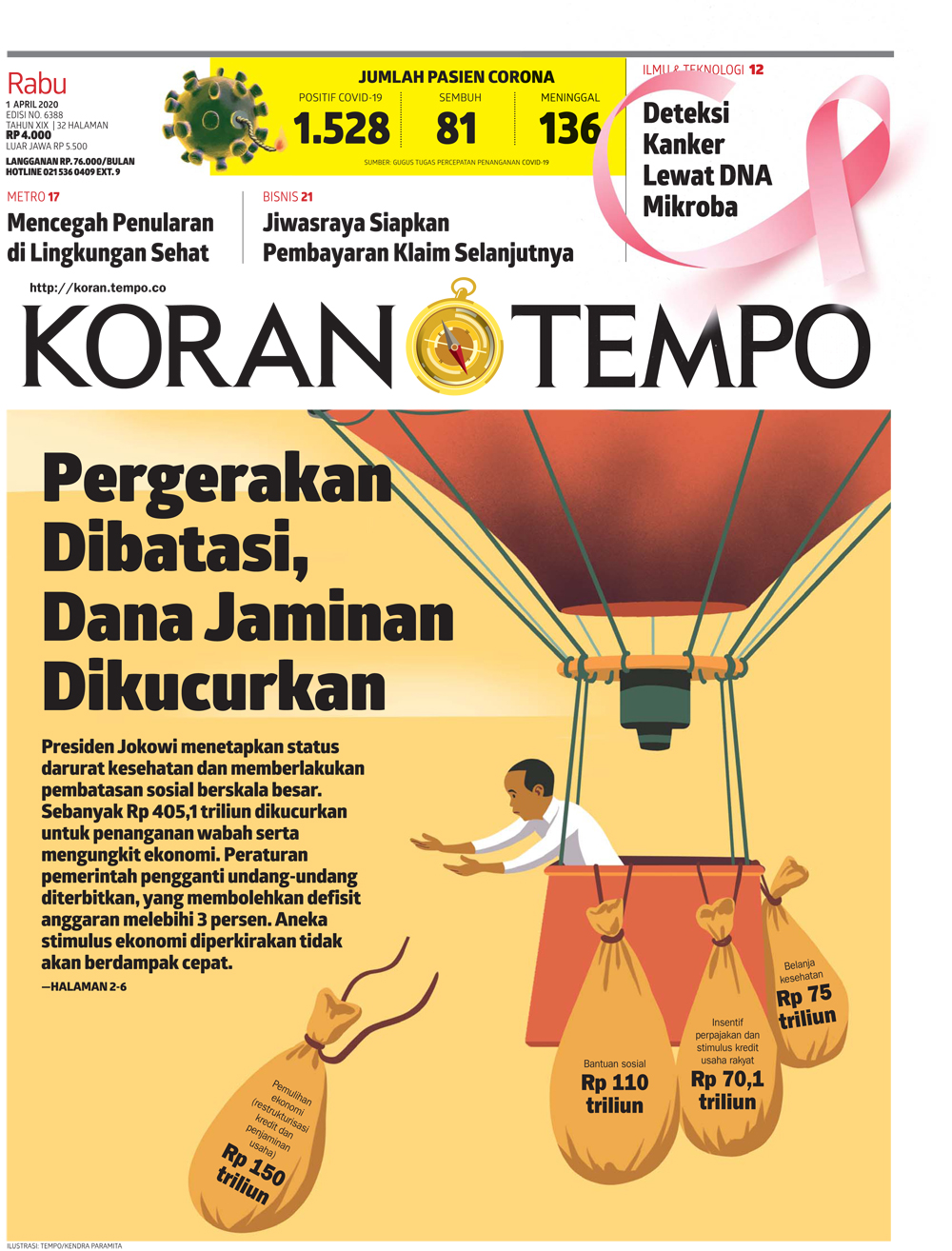 Cover Koran Tempo - Edisi 2020-04-01